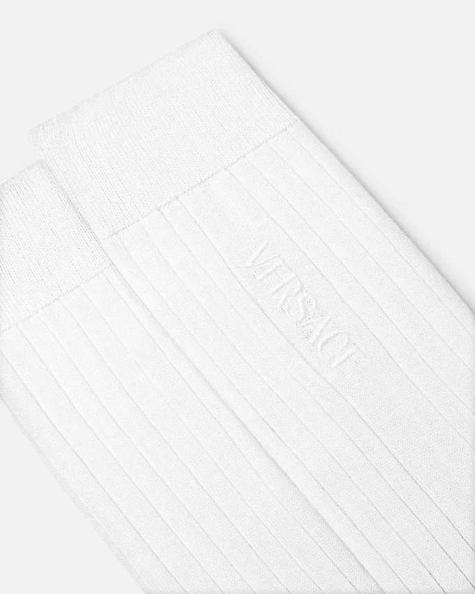 Chaussettes en coton côtelé brodées Chaussettes en coton côtelé brodées