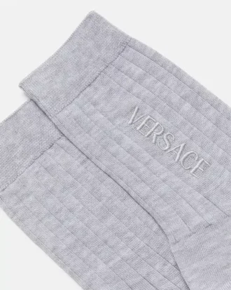 Chaussettes en coton côtelé brodées Chaussettes en coton côtelé brodées