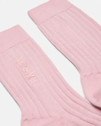 Chaussettes en coton côtelé brodées Chaussettes en coton côtelé brodées