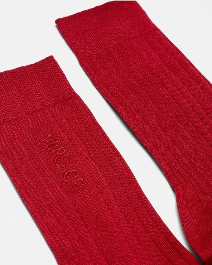 Chaussettes en coton côtelé brodées Chaussettes en coton côtelé brodées