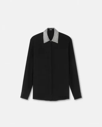 Chemise ajustée en crêpe de soie cristallisé