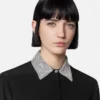 Chemise ajustée en crêpe de soie cristallisé Chemise ajustée en crêpe de soie cristallisé