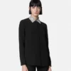 Chemise ajustée en crêpe de soie cristallisé Chemise ajustée en crêpe de soie cristallisé