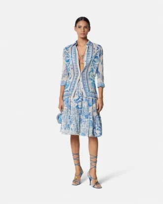 Chemise ajustée en crêpe Underwater Barocco