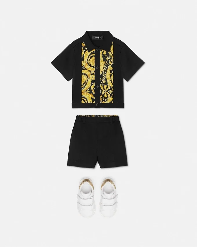 Chemise bébé imprimée à coutures milanaises Chemise bébé imprimée à coutures milanaises