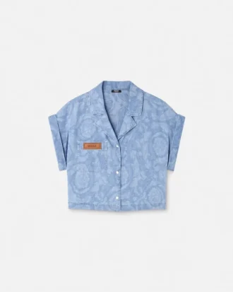 Chemise carrée en chambray jacquard Barocco