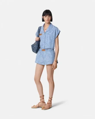 Chemise carrée en chambray jacquard Barocco