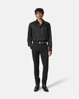 Chemise classique en soie mélangée jacquard