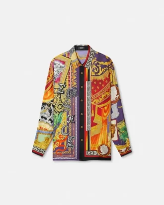 Chemise classique en twill de soie imprimé