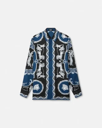 Chemise classique en twill de soie imprimé