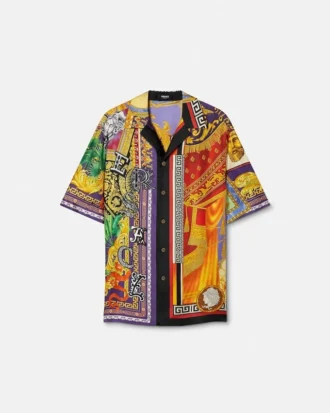 Chemise classique en twill de soie imprimé