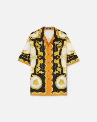 Chemise classique en twill de soie imprimé