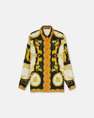Chemise classique en twill de soie imprimé