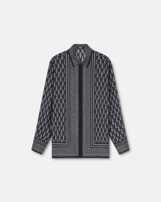 Chemise classique en twill de soie imprimé
