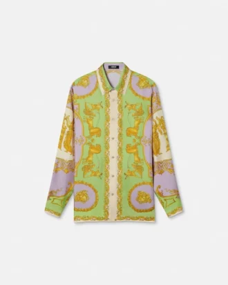 Chemise classique en twill de soie imprimé