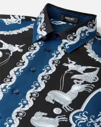 Chemise classique en twill de soie imprimé