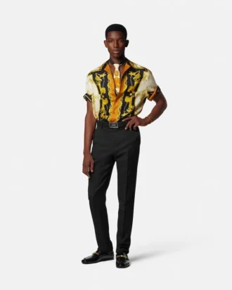 Chemise classique en twill de soie imprimé
