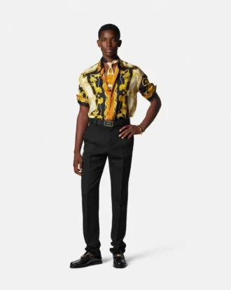 Chemise classique en twill de soie imprimé