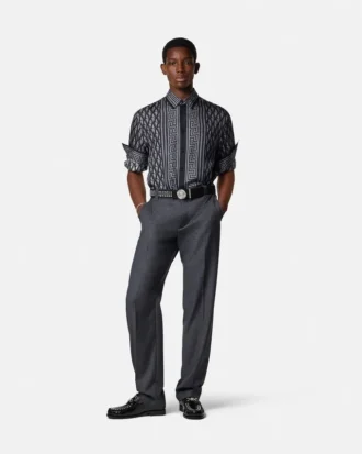 Chemise classique en twill de soie imprimé