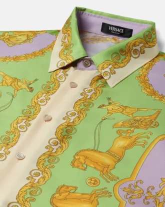 Chemise classique en twill de soie imprimé
