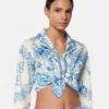 Chemise courte en coton nouée Underwater Barocco Chemise courte en coton nouée Underwater Barocco