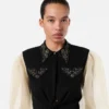 Chemise courte en georgette cloutée Chemise courte en georgette cloutée