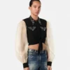 Chemise courte en georgette cloutée Chemise courte en georgette cloutée