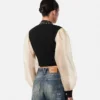 Chemise courte en georgette cloutée Chemise courte en georgette cloutée