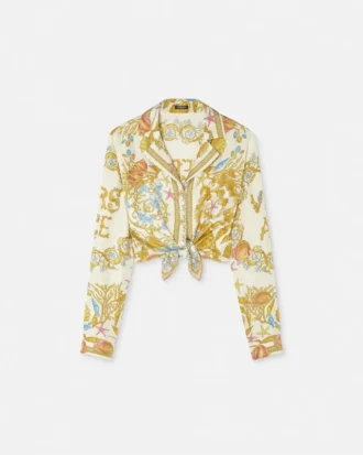 Chemise courte en soie nouée Underwater Barocco