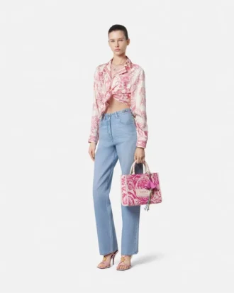 Chemise courte en soie nouée Underwater Barocco