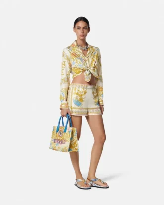 Chemise courte en soie nouée Underwater Barocco