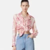 Chemise courte en soie nouée Underwater Barocco Chemise courte en soie nouée Underwater Barocco