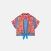 Chemise courte imprimée en twill de soie pour enfants Chemise courte imprimée en twill de soie pour enfants