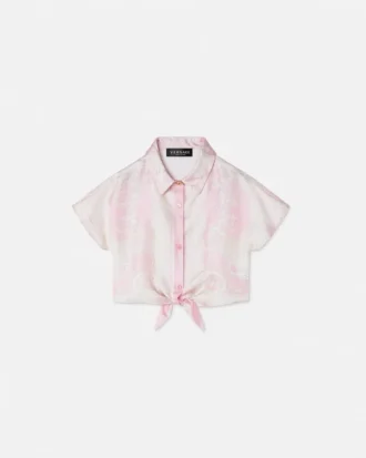 Chemise courte imprimée en twill de soie pour enfants