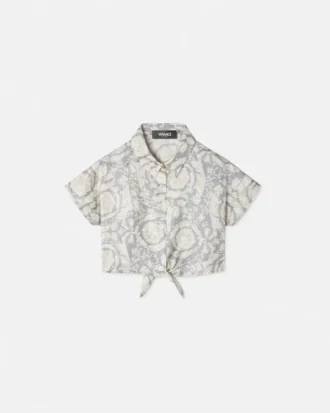 Chemise courte imprimée en twill de soie pour enfants