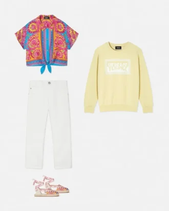 Chemise courte imprimée en twill de soie pour enfants