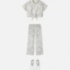 Chemise courte imprimée en twill de soie pour enfants Chemise courte imprimée en twill de soie pour enfants