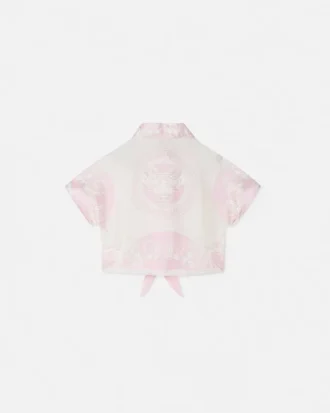 Chemise courte imprimée en twill de soie pour enfants