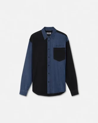Chemise à empiècements colorés et logo