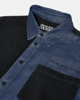 Chemise à empiècements colorés et logo