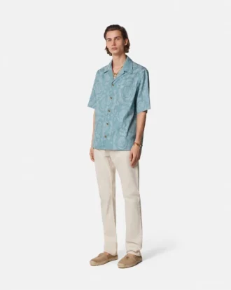 Chemise en denim chambray jacquard Barocco