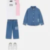 Chemise en denim pour enfant avec logo vintage des années 90 Chemise en denim pour enfant avec logo vintage des années 90