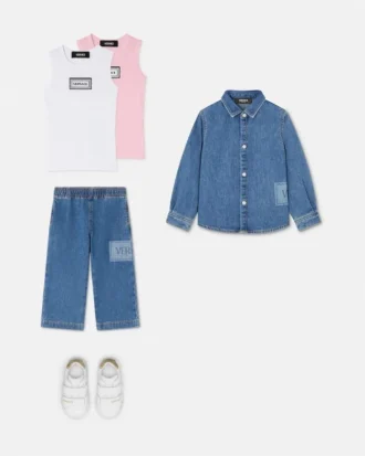 Chemise en denim pour enfant avec logo vintage des années 90