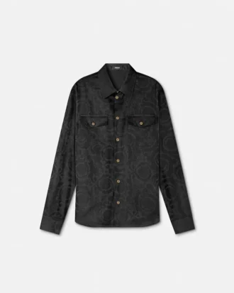 Chemise en popeline de coton jacquard