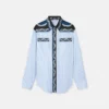 Chemise en popeline de coton rayée imprimée Chemise en popeline de coton rayée imprimée