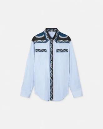 Chemise en popeline de coton rayée imprimée