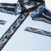 Chemise en popeline de coton rayée imprimée Chemise en popeline de coton rayée imprimée