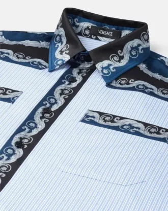 Chemise en popeline de coton rayée imprimée
