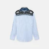 Chemise en popeline de coton rayée imprimée Chemise en popeline de coton rayée imprimée