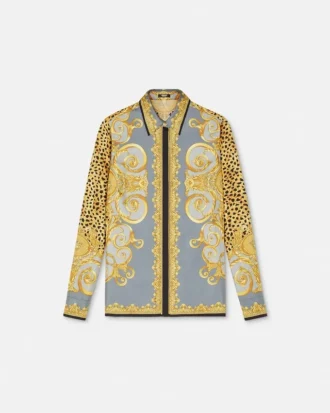 Chemise en soie à foulard léopard
